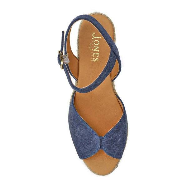Jones Bootmaker Women's Ravena Leather Espadrilles - Blue Suede