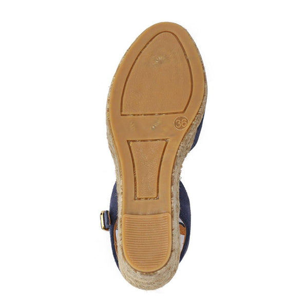 Jones Bootmaker Women's Ravena Leather Espadrilles - Blue Suede