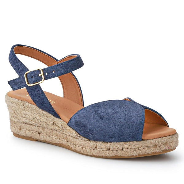 jones bootmaker Women's Ravena Leather Espadrilles - Blue Suede