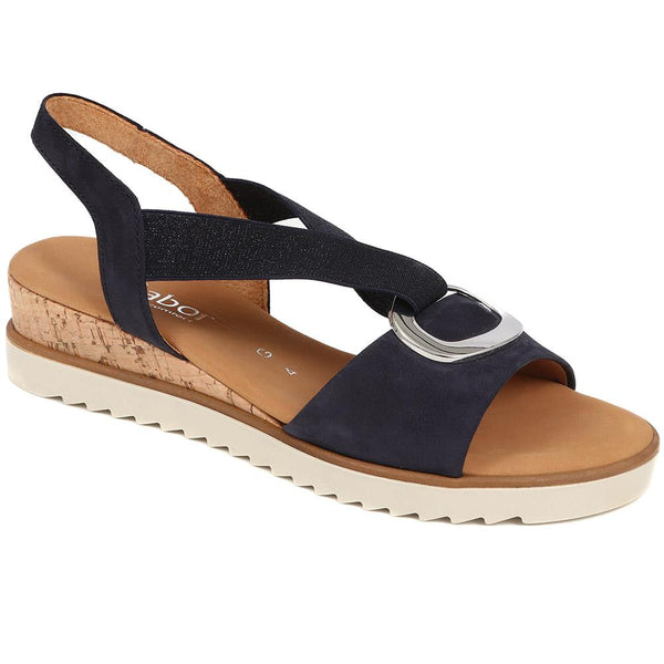 jones bootmaker Women's Reese Chunky Leather Sandals - Navy