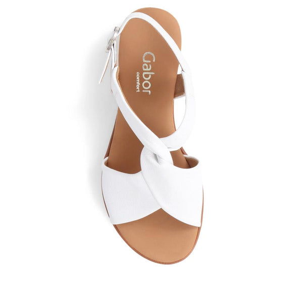 Jones Bootmaker Women's Rich Wide Fit Leather Twist-Front Sandals - White