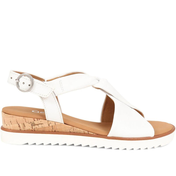 Jones Bootmaker Women's Rich Wide Fit Leather Twist-Front Sandals - White