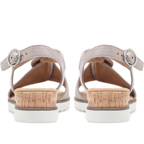 Jones Bootmaker Women's Rich Wide Fit Leather Twist-Front Sandals - Metallic