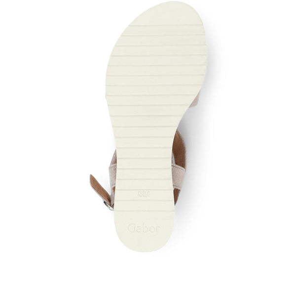 Jones Bootmaker Women's Rich Wide Fit Leather Twist-Front Sandals - Metallic