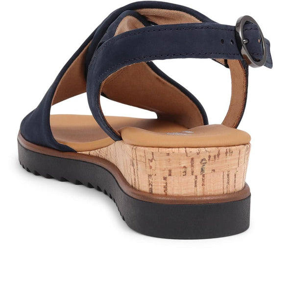Jones Bootmaker Women's Rich Wide Fit Leather Twist-Front Sandals - Navy