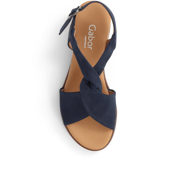 Jones Bootmaker Women's Rich Wide Fit Leather Twist-Front Sandals - Navy