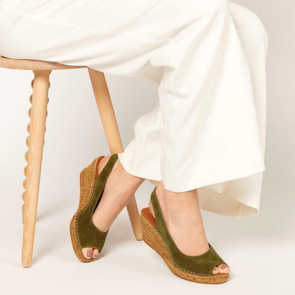 Jones Bootmaker Women's Rosanna Slingback Wedges - Khaki