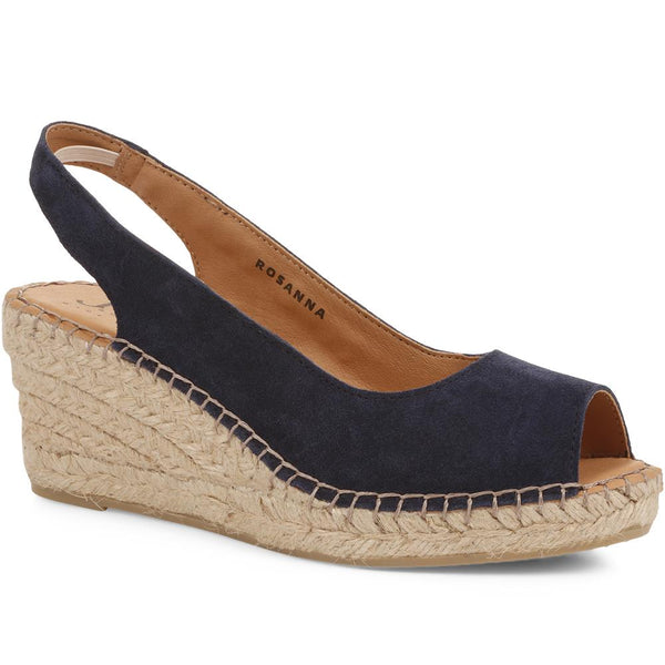 jones bootmaker Women's Rosanna Slingback Wedges - Navy Suede
