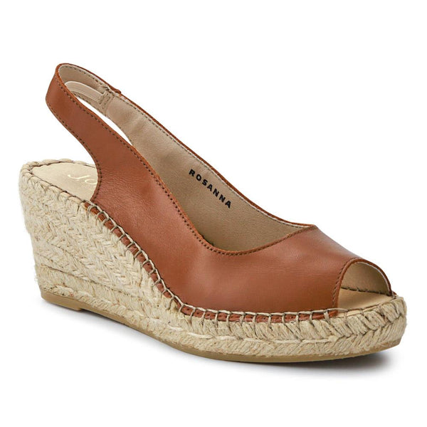 jones bootmaker Women's Rosanna Slingback Wedges - Tan Leather