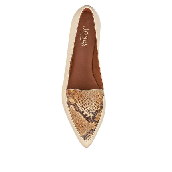 Jones Bootmaker Women's Sicily Leather Slip-On Shoes - Beige Snake