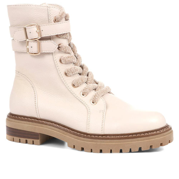 jones bootmaker Women's Simonetta Biker Boots - White