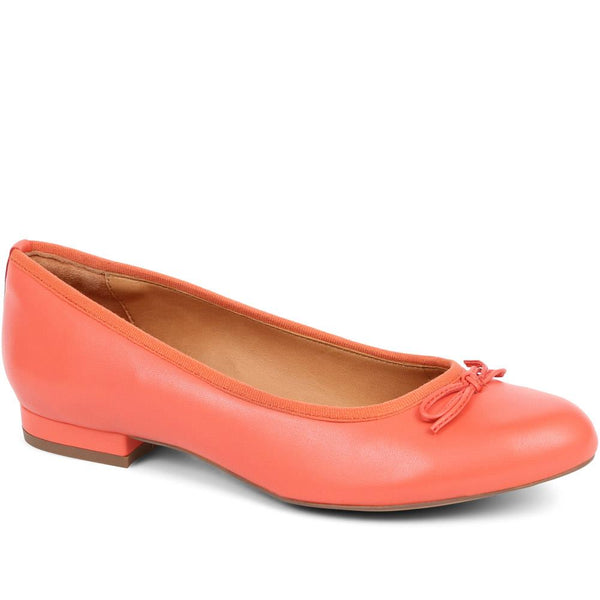 jones bootmaker Women's Soleil Leather Low Ballet Pumps - Coral