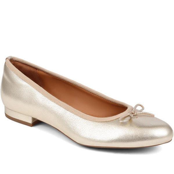 jones bootmaker Women's Soleil Leather Low Ballet Pumps - Gold