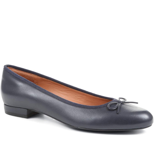 jones bootmaker Women's Soleil Leather Low Ballet Pumps - Navy