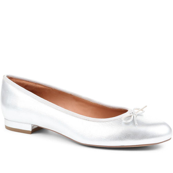 jones bootmaker Women's Soleil Leather Low Ballet Pumps - Silver