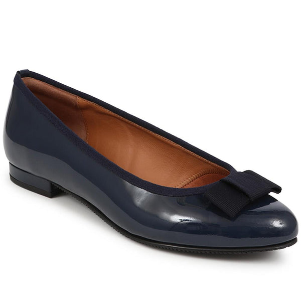 jones bootmaker Women's Soleil Wide Leather Ballet Pumps - Navy Patent