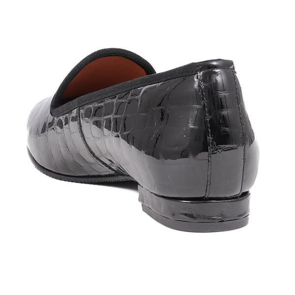 Jones Bootmaker Women's Solene Leather Pumps - Black Patent Croc