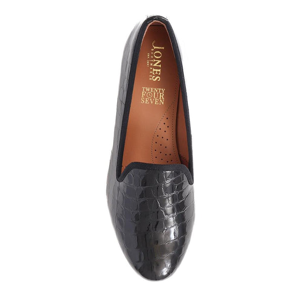 Jones Bootmaker Women's Solene Leather Pumps - Black Patent Croc