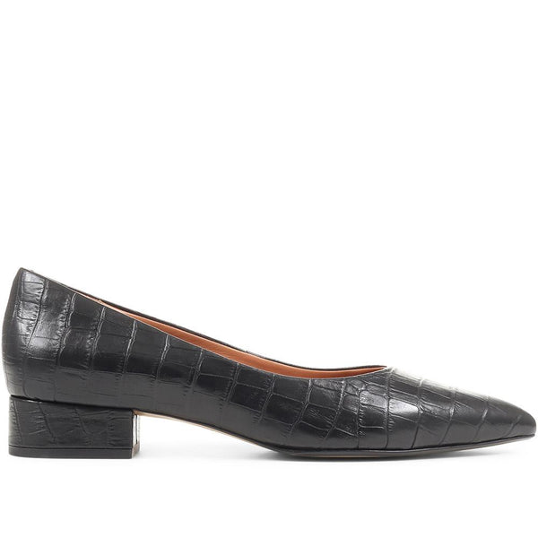 Jones Bootmaker Women's Sunstone Leather Court Shoes - Black Croc