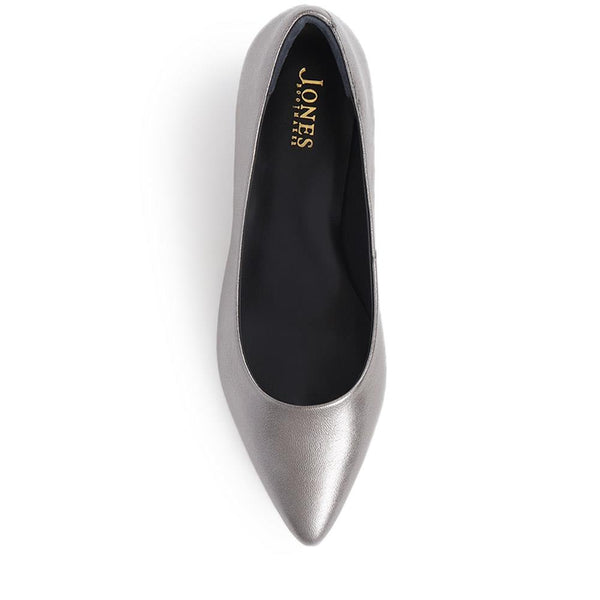 Jones Bootmaker Women's Sunstone Leather Court Shoes - Pewter