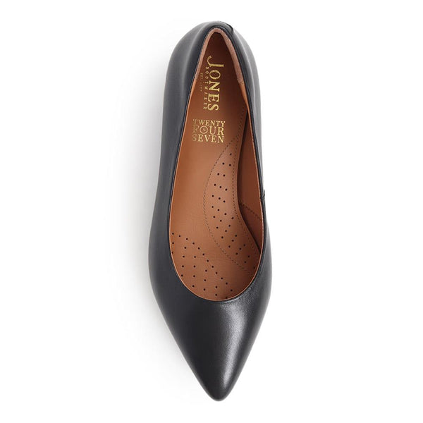Jones Bootmaker Women's Sunstone Wide Leather Court Shoes - Black