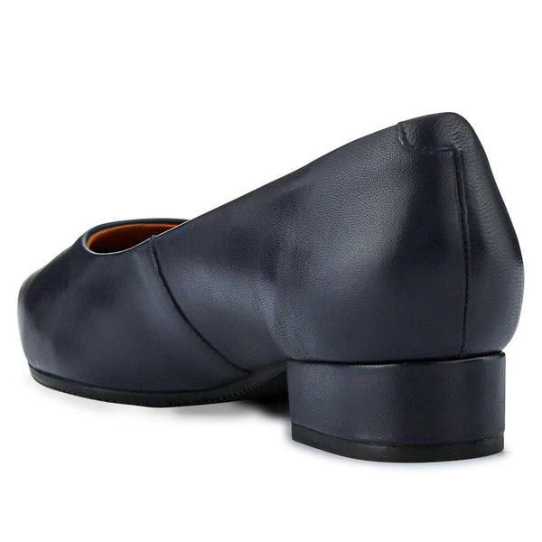 Jones Bootmaker Women's Sunstone Wide Leather Court Shoes - Navy