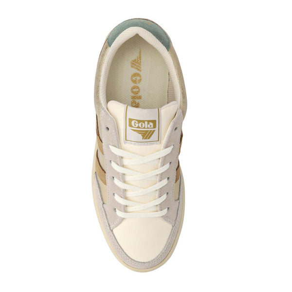 Jones Bootmaker Women's Superslam Blaze Leather Trainers - Gold