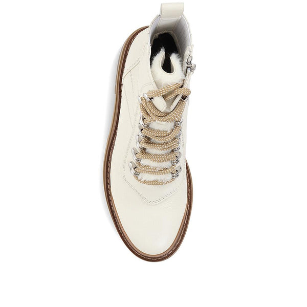 Jones Bootmaker Women's Susanna Leather Hiker Boots - White