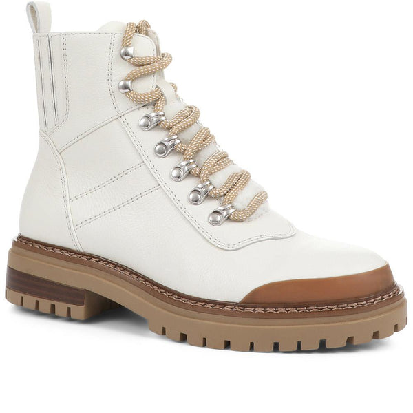 jones bootmaker Women's Susanna Leather Hiker Boots - White