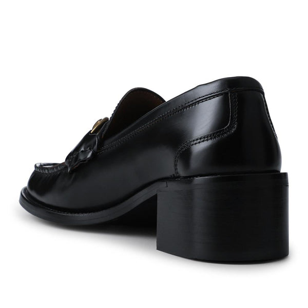 Jones Bootmaker Women's Talitha Leather Heeled Moccasins - Black