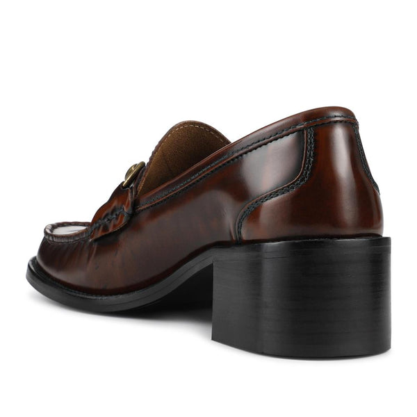 Jones Bootmaker Women's Talitha Leather Heeled Moccasins - Cognac