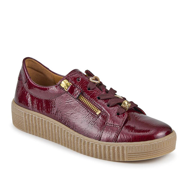 jones bootmaker Women's Talma Leather Platform Trainers - Burgundy Patent