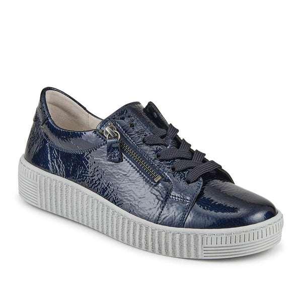 jones bootmaker Women's Talma Leather Platform Trainers - Navy Patent