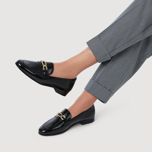 Jones Bootmaker Women's Tamie Smart Leather Loafers - Black Patent