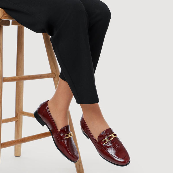 Jones Bootmaker Women's Tamie Smart Leather Loafers - Burgundy Patent