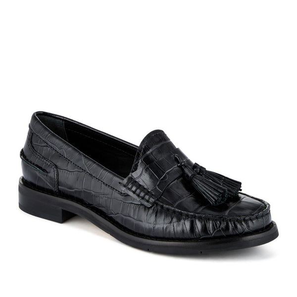 jones bootmaker Women's Tiffany Smart Leather Moccasins - Black Croc