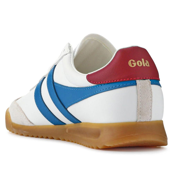 Jones Bootmaker Women's Torpedo Leather Trainers - White-Blue