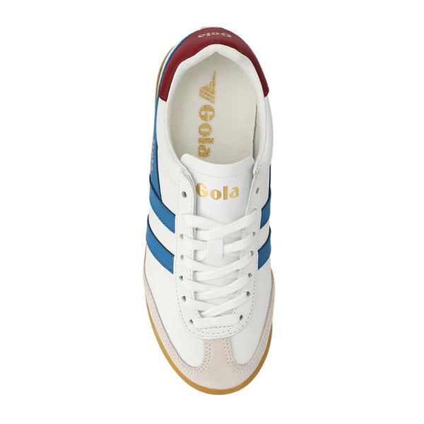 Jones Bootmaker Women's Torpedo Leather Trainers - White-Blue