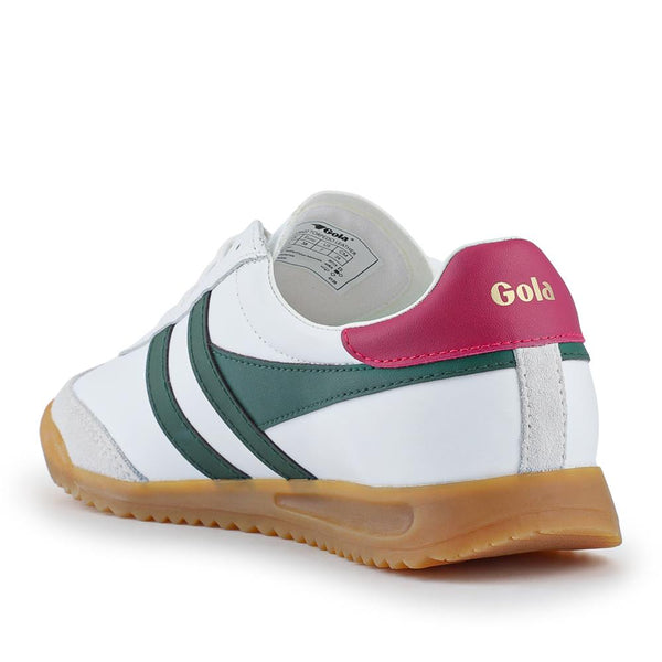 Jones Bootmaker Women's Torpedo Leather Trainers - White-Emerald