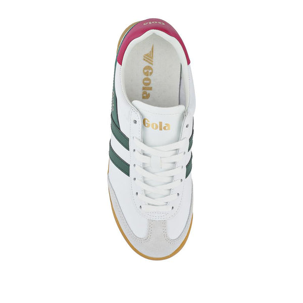 Jones Bootmaker Women's Torpedo Leather Trainers - White-Emerald