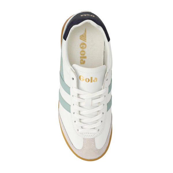Jones Bootmaker Women's Torpedo Leather Trainers - White-Green