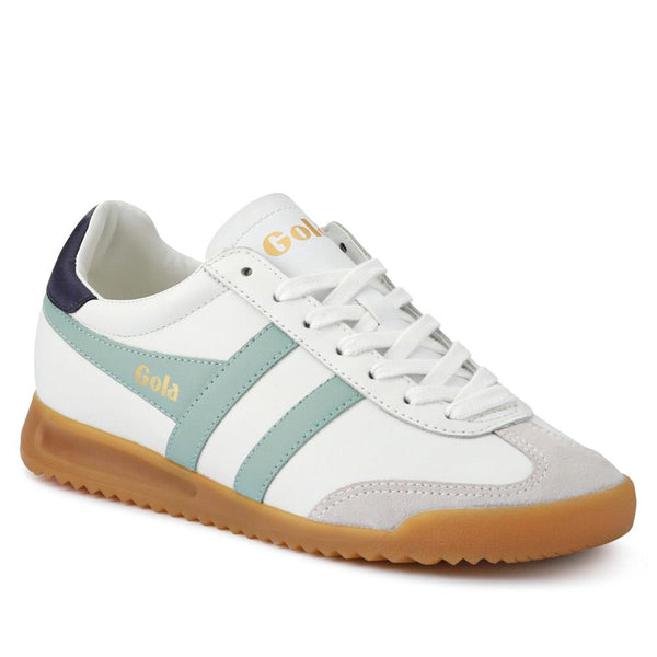 jones bootmaker Women's Torpedo Leather Trainers - White-Green
