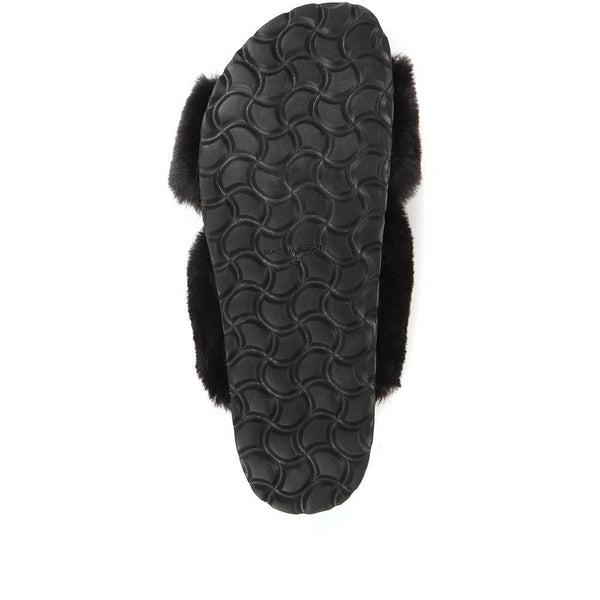 Jones Bootmaker Women's Totto Faux Fur Slider Slippers - Black