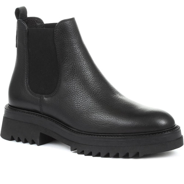 jones bootmaker Women's Trieste Chunky Leather Chelsea Boots - Black Leather