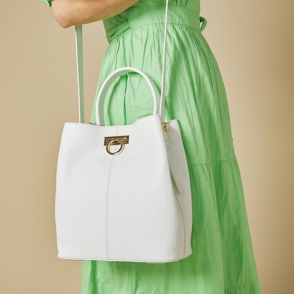 Jones Bootmaker Women's Verna Leather Shoulder Bag - White