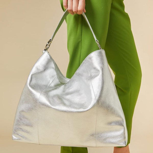 Jones Bootmaker Women's Violetta Leather Shoulder Bag - Silver