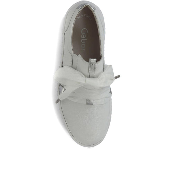 Jones Bootmaker Women's Waltz Gabor Lace-Up Trainers - White-Silver