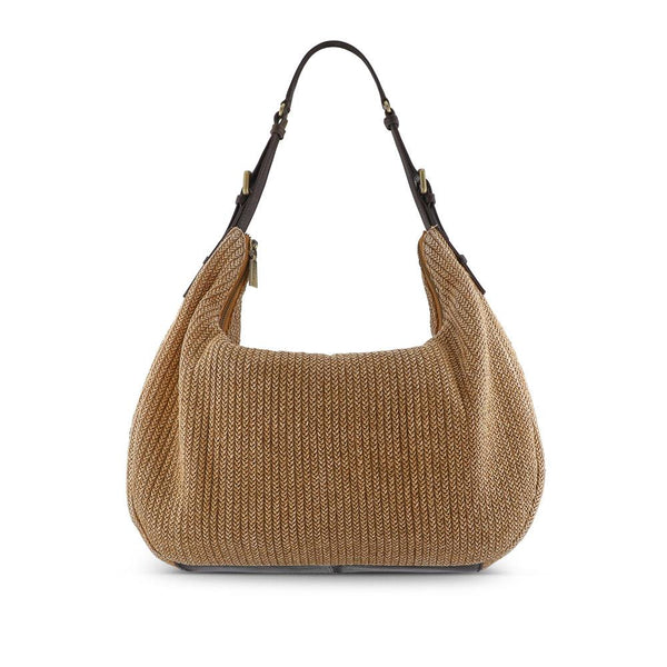 jones bootmaker Women's Waves Zipped Leather Shoulder Bag - Raffia
