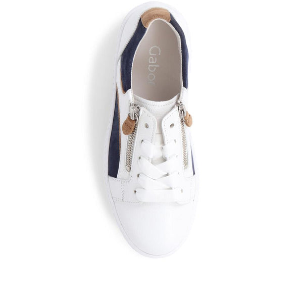 Jones Bootmaker Women's Wemo Gabor Lace-Up Leather Trainers - White Multi
