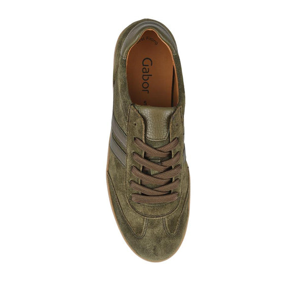 Jones Bootmaker Women's West Gabor Leather Trainers - Olive Suede